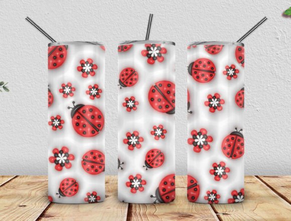 3D Inflated Ladybug Tumbler 20oz PNG Graphics and Tumbler Wraps