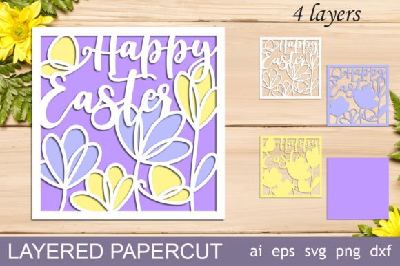 3d Layered Easter Card Svg, Shadow Box Laser Cutting Spring Amp