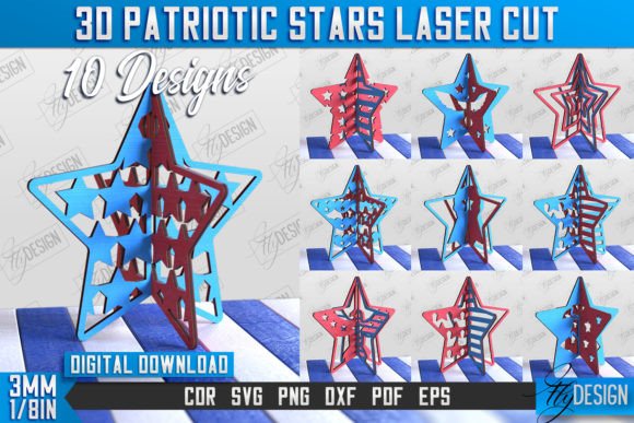 3D Patriotic Stand Laser Cut Bundle
