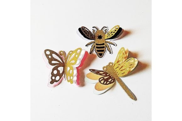 3D SVG Animals: BUTTERFLY, BEE and DRAGONFLY in 3D