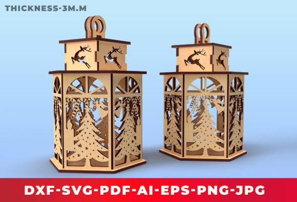 3D Svg Christmas Lantern Laser Cut 03 Winter Amp