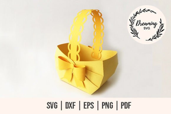 Basket with Paper Bow SVG - 3D Basket Shapes Review
