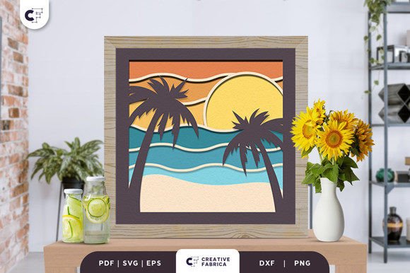 Beach Palm 3D Shadow Box Papercut: A Summer 3D SVG Review