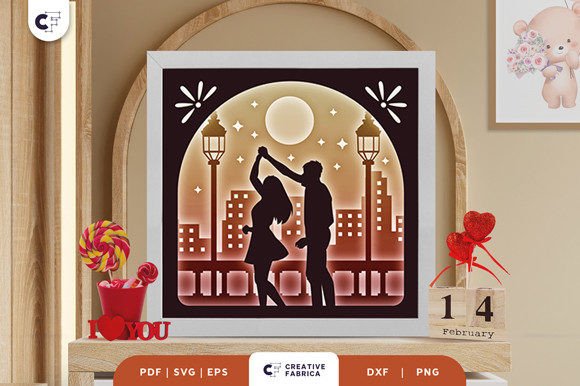 Couple in Love 3D Shadow Box SVG