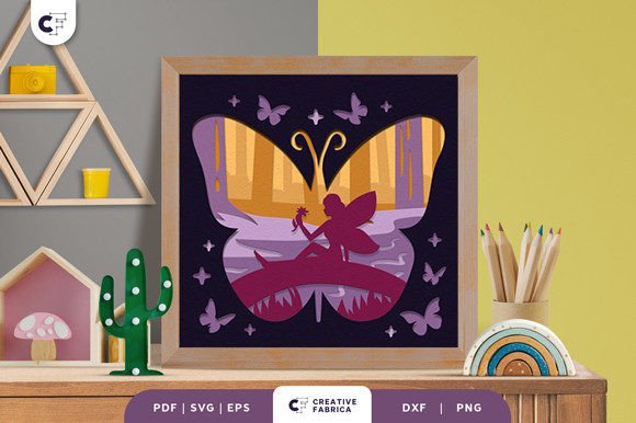 Fairy Garden 3D Shadow Box Paper Cut SVG
