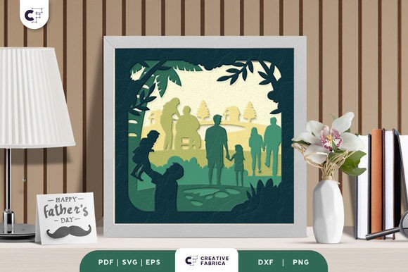 Father and Daughter 3D Shadow Box SVG for Father S Day Content