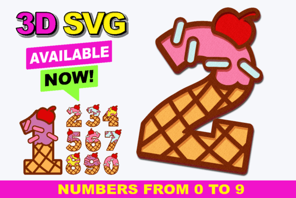 Ice Cream Sweet Numbers 3D SVG Graphics and Crafts Review