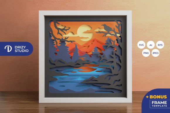 Mountain Forest Sunset 3D Shadow Box: A Review of This 3D SVG for Shadow Boxes