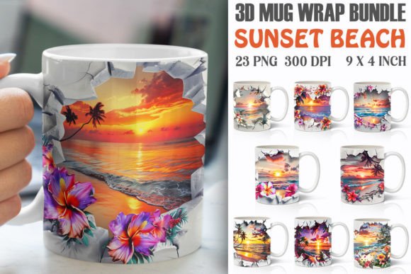 Sunset Beach 3D Mug Wrap Bundle Graphics and Crafts Review