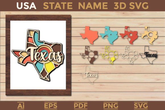 Texas USA State 3d SVG Paper Cut: Laser Cutting and Wall Decor