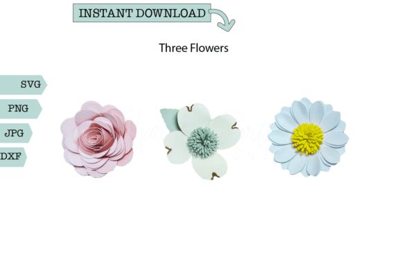Three Flowers 3D SVG Review for Paper Flowers Sellers